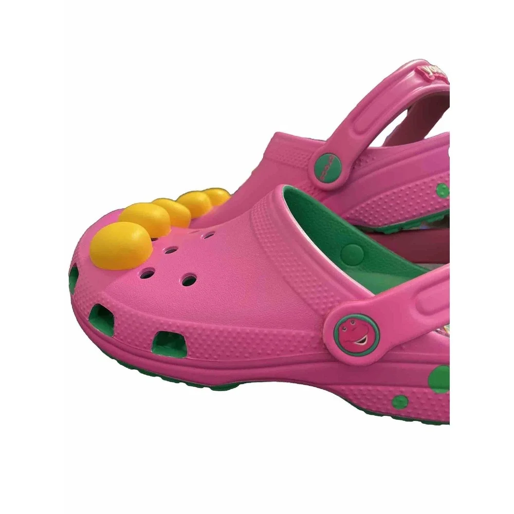 Barney Crocs Classic Clogs Barney Jr Shoes Sz J3 Limited Edition Purple Dinosaur
